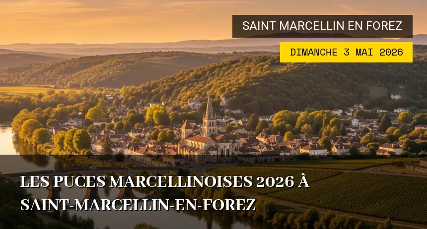 Affiche de l'événement : Les Puces Marcellinoises 2026 à Saint-Marcellin-en-Forez