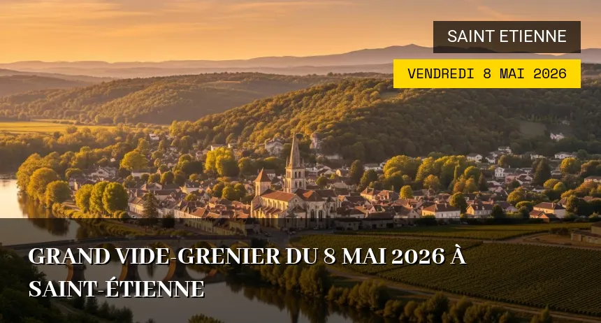 Affiche de l'événement : Grand Vide-Grenier du 8 Mai 2026 à Saint-Étienne