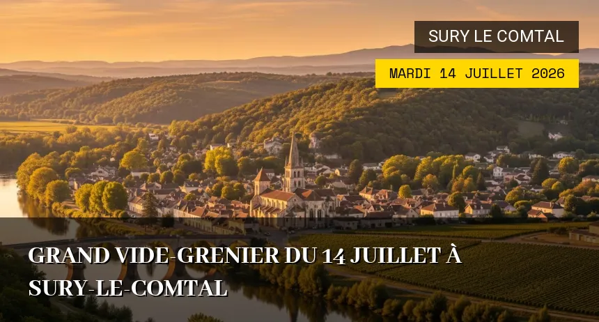Affiche de l'événement : Grand Vide-Grenier du 14 Juillet à Sury-le-Comtal