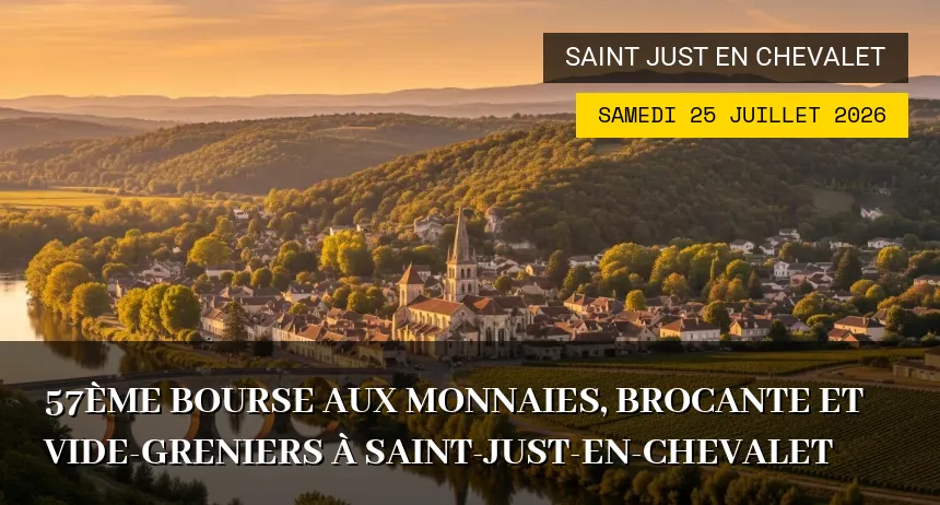 Affiche de l'événement : 57ème Bourse aux Monnaies, Brocante et Vide-Greniers à Saint-Just-en-Chevalet