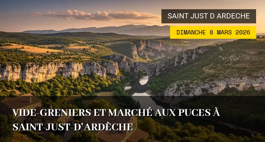 Affiche de l'événement : Vide-greniers et Marché aux Puces à Saint-Just-d&rsquo;Ardèche