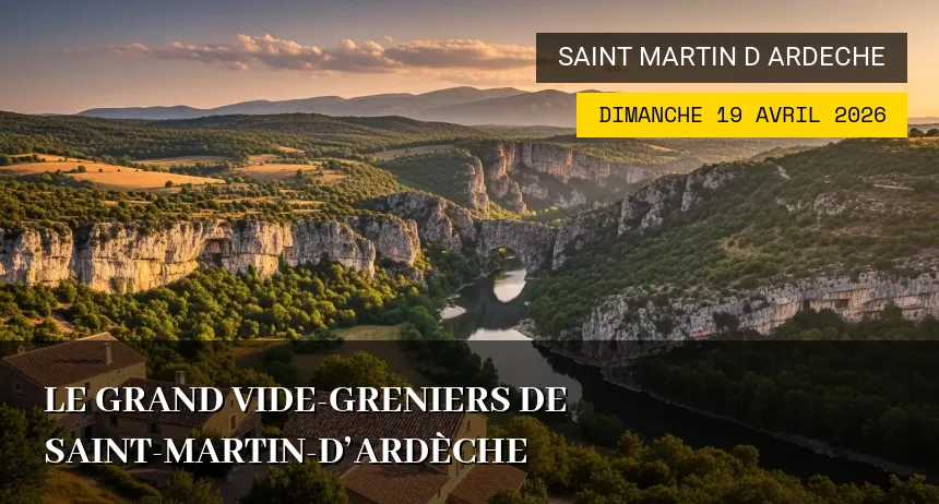 Affiche de l'événement : Le grand vide-greniers de Saint-Martin-d&rsquo;Ardèche