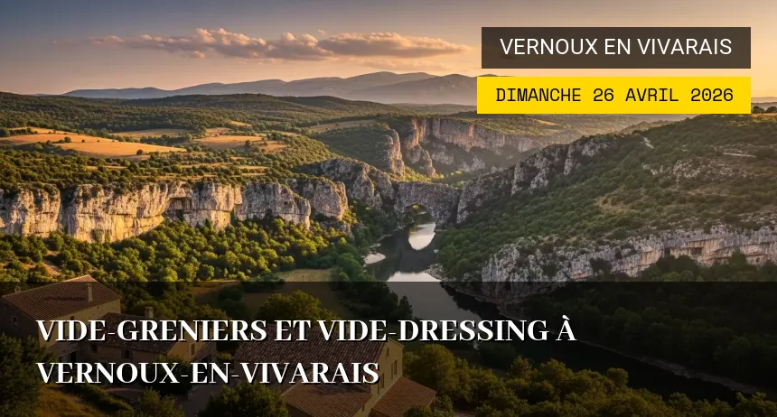 Affiche de l'événement : Vide-greniers et Vide-dressing à Vernoux-en-Vivarais