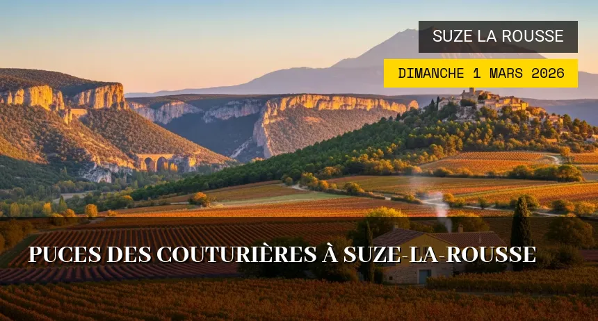 Affiche de l'événement : Puces des Couturières à Suze-la-Rousse