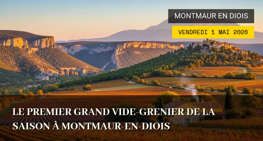 Affiche de l'événement : Le premier grand vide-grenier de la saison à Montmaur-en-Diois