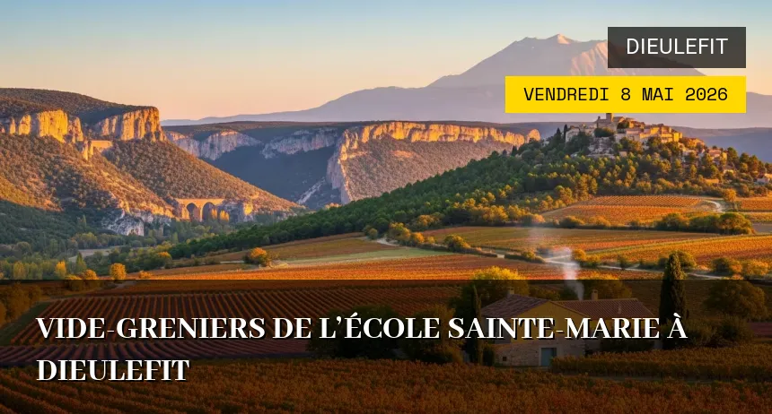 Affiche de l'événement : Vide-greniers de l&rsquo;école Sainte-Marie à Dieulefit