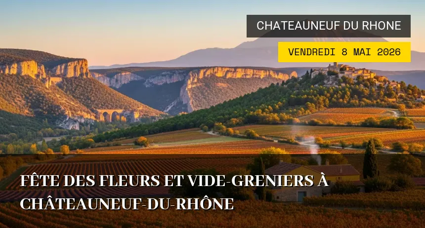 Affiche de l'événement : Fête des Fleurs et Vide-greniers à Châteauneuf-du-Rhône