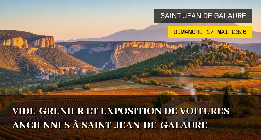 Affiche de l'événement : Vide-grenier et exposition de voitures anciennes à Saint-Jean-de-Galaure