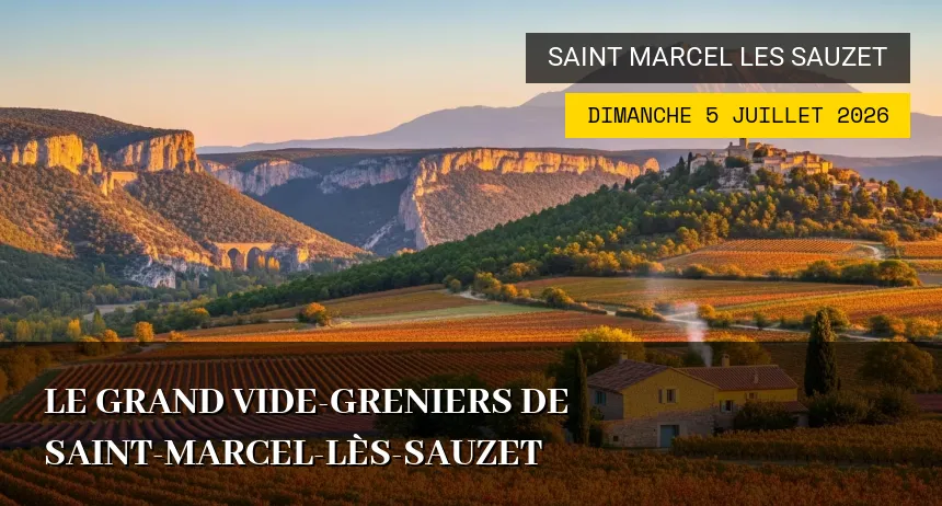 Affiche de l'événement : Le Grand Vide-greniers de Saint-Marcel-lès-Sauzet