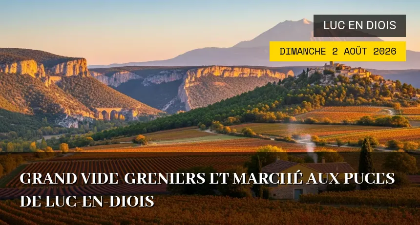 Affiche de l'événement : Grand vide-greniers et marché aux puces de Luc-en-Diois