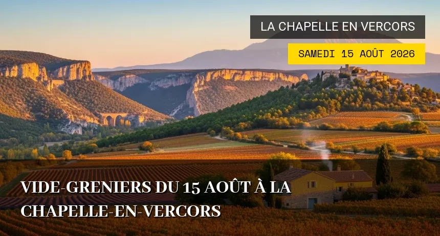 Affiche de l'événement : Vide-greniers du 15 Août à La Chapelle-en-Vercors