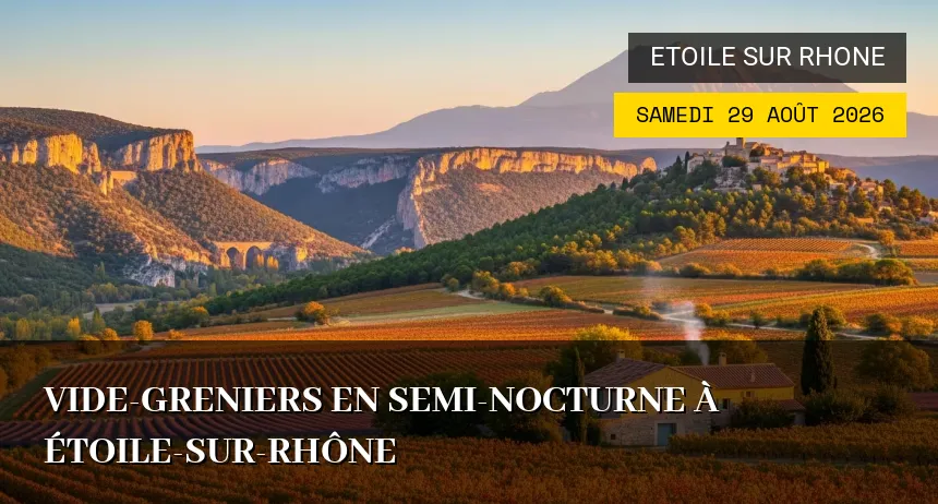 Affiche de l'événement : Vide-greniers en semi-nocturne à Étoile-sur-Rhône