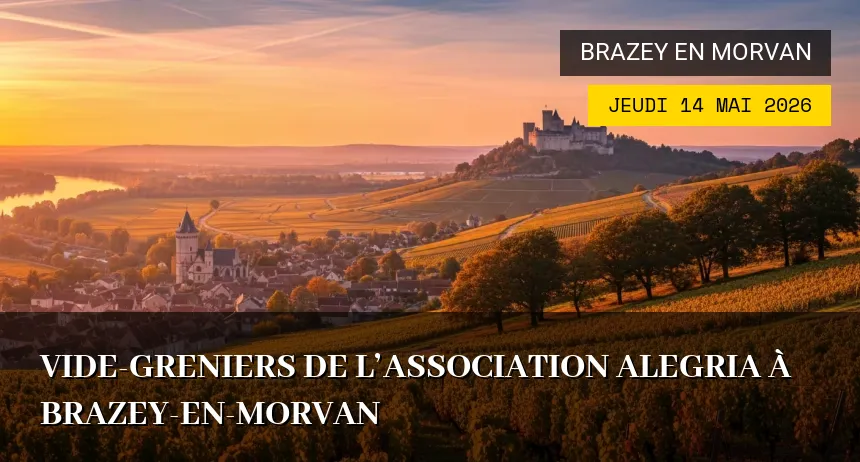 Affiche de l'événement : Vide-greniers de l&rsquo;association Alegria à Brazey-en-Morvan