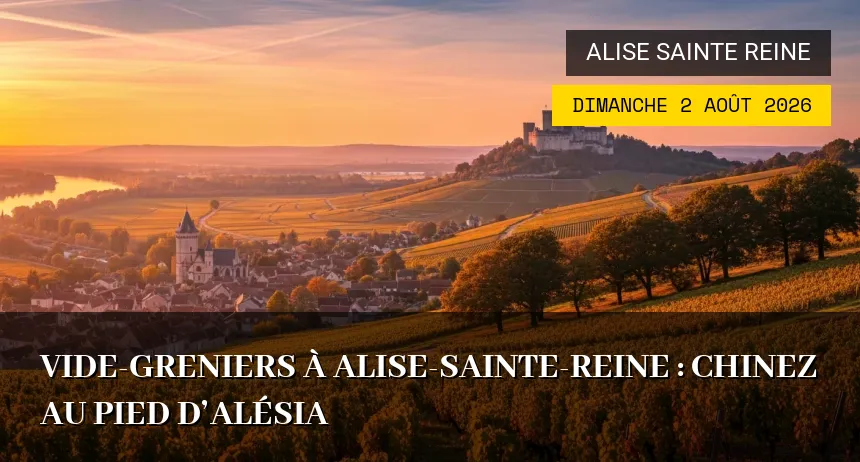 Affiche de l'événement : Vide-greniers à Alise-Sainte-Reine : Chinez au pied d&rsquo;Alésia