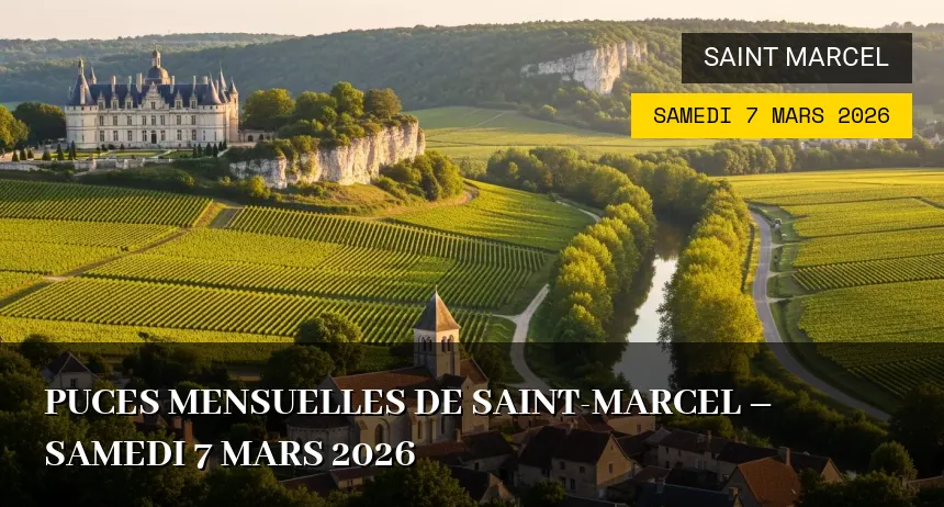 Affiche de l'événement : Puces mensuelles de Saint-Marcel – Samedi 7 Mars 2026