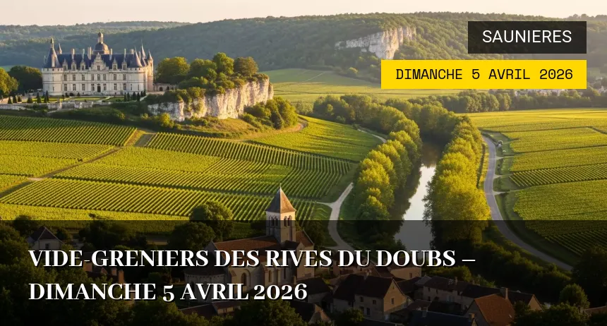 Affiche de l'événement : Vide-greniers des Rives du Doubs – Dimanche 5 Avril 2026
