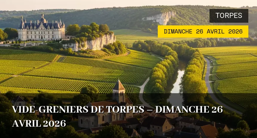 Affiche de l'événement : Vide-greniers de Torpes – Dimanche 26 Avril 2026