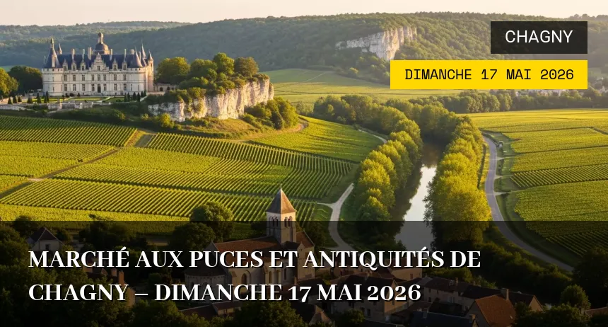 Affiche de l'événement : Marché aux puces et antiquités de Chagny – Dimanche 17 Mai 2026