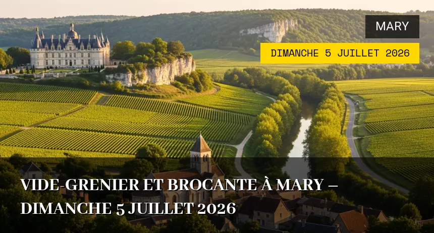 Affiche de l'événement : Vide-grenier et Brocante à Mary – Dimanche 5 Juillet 2026