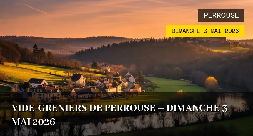 Affiche de l'événement : Vide-greniers de Perrouse – Dimanche 3 Mai 2026