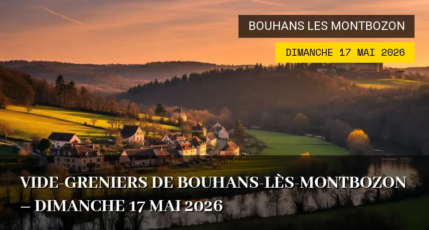Affiche de l'événement : Vide-greniers de Bouhans-lès-Montbozon – Dimanche 17 Mai 2026