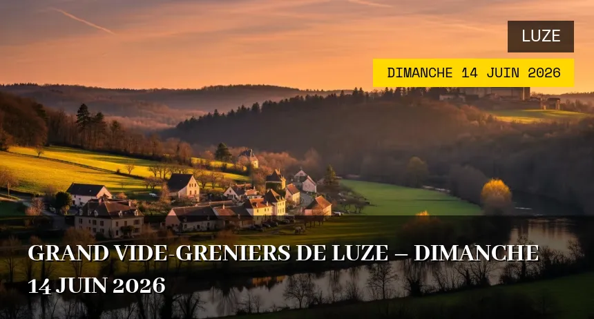 Affiche de l'événement : Grand Vide-Greniers de Luze – Dimanche 14 Juin 2026