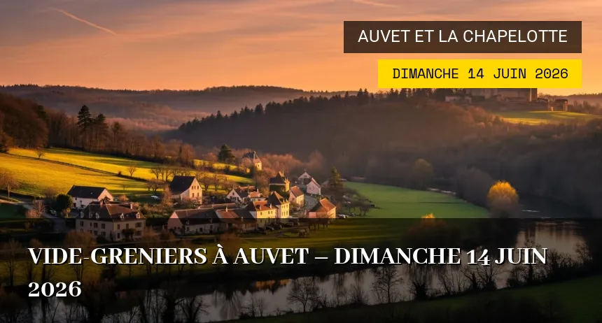 Affiche de l'événement : Vide-greniers à Auvet – Dimanche 14 Juin 2026