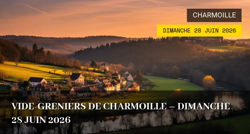 Affiche de l'événement : Vide-greniers de Charmoille – Dimanche 28 Juin 2026