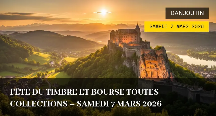 Affiche de l'événement : Fête du Timbre et Bourse Toutes Collections – Samedi 7 Mars 2026