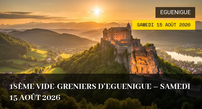 Affiche de l'événement : 18ème Vide-greniers d&rsquo;Eguenigue – Samedi 15 Août 2026