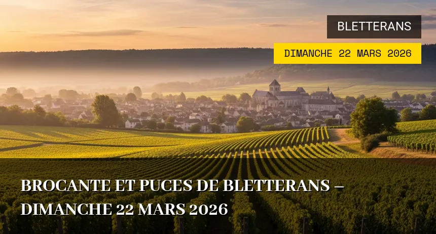 Affiche de l'événement : Brocante et Puces de Bletterans – Dimanche 22 Mars 2026
