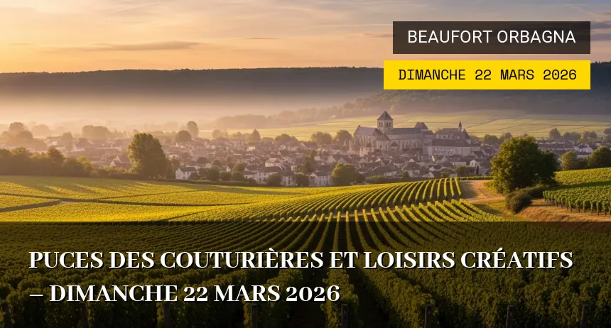 Affiche de l'événement : Puces des Couturières et Loisirs Créatifs – Dimanche 22 Mars 2026