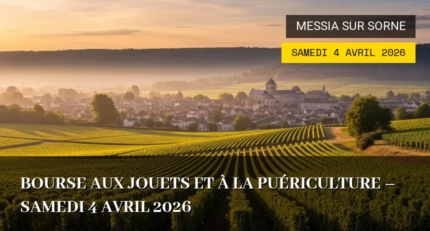 Affiche de l'événement : Bourse aux jouets et à la puériculture – Samedi 4 Avril 2026