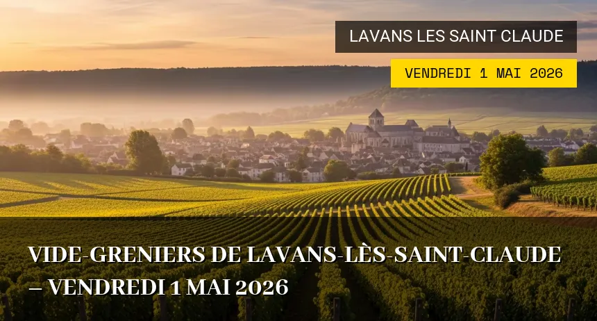 Affiche de l'événement : Vide-greniers de Lavans-lès-Saint-Claude – Vendredi 1 Mai 2026