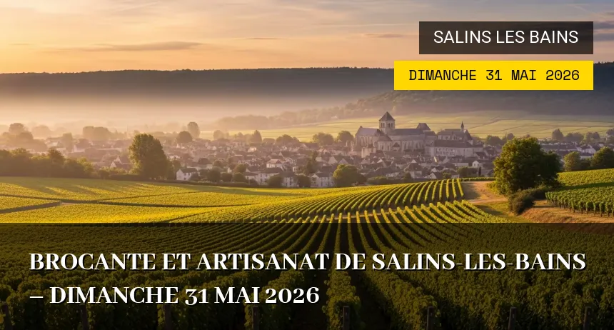Affiche de l'événement : Brocante et artisanat de Salins-les-Bains – Dimanche 31 Mai 2026