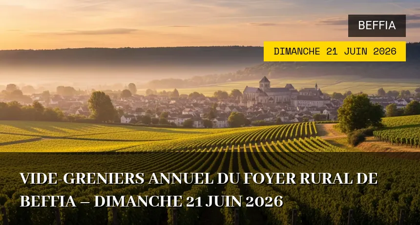 Affiche de l'événement : Vide-greniers annuel du Foyer Rural de Beffia – Dimanche 21 Juin 2026