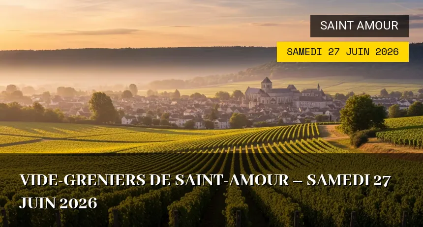 Affiche de l'événement : Vide-greniers de Saint-Amour – Samedi 27 Juin 2026