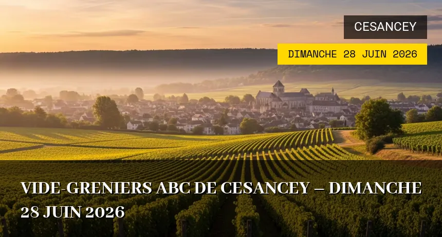 Affiche de l'événement : Vide-greniers ABC de Cesancey – Dimanche 28 Juin 2026