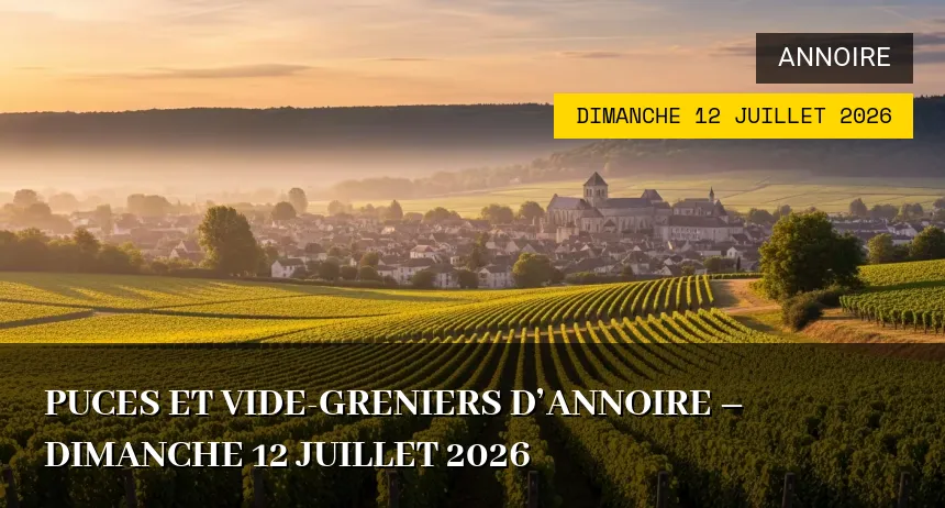 Affiche de l'événement : Puces et vide-greniers d&rsquo;Annoire – Dimanche 12 Juillet 2026