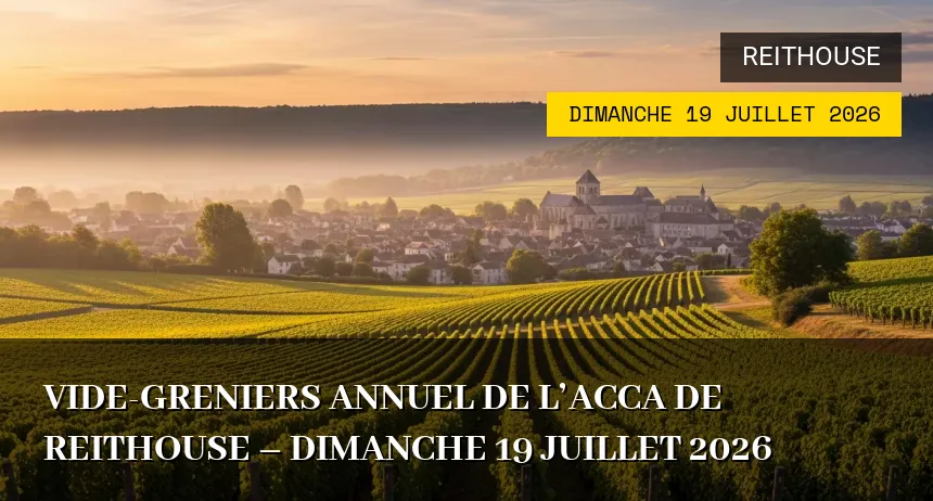 Affiche de l'événement : Vide-greniers annuel de l&rsquo;ACCA de Reithouse – Dimanche 19 Juillet 2026