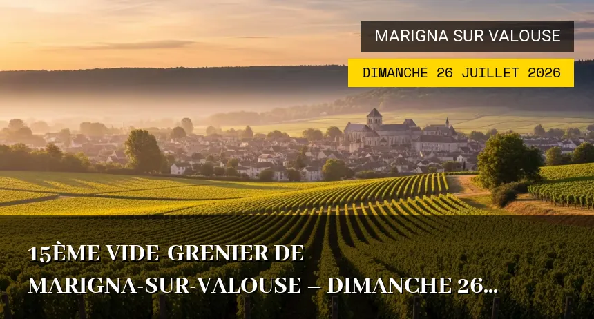 Affiche de l'événement : 15ème Vide-grenier de Marigna-sur-Valouse – Dimanche 26 Juillet 2026