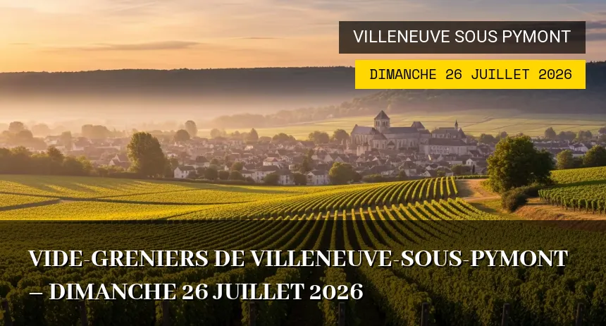 Affiche de l'événement : Vide-greniers de Villeneuve-sous-Pymont – Dimanche 26 Juillet 2026