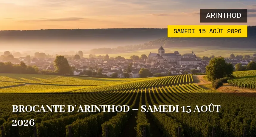Affiche de l'événement : Brocante d&rsquo;Arinthod – Samedi 15 Août 2026