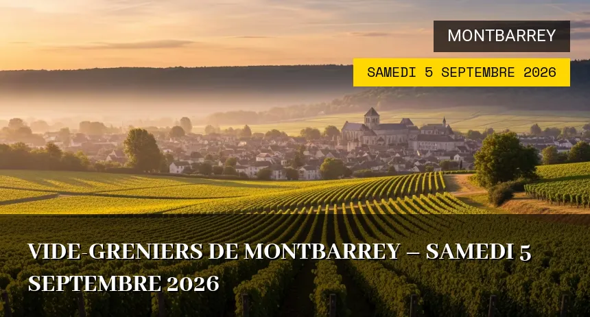 Affiche de l'événement : Vide-greniers de Montbarrey – Samedi 5 Septembre 2026