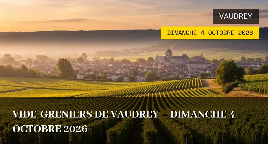 Affiche de l'événement : Vide-greniers de Vaudrey – Dimanche 4 Octobre 2026