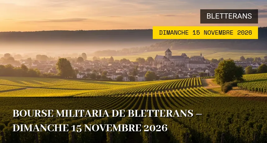Affiche de l'événement : Bourse Militaria de Bletterans – Dimanche 15 Novembre 2026