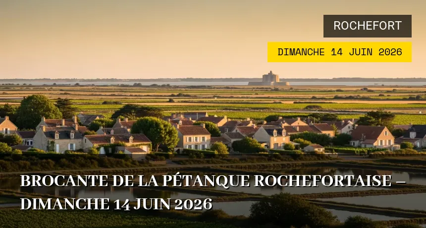 Affiche de l'événement : Brocante de la Pétanque à Rochefort – Dimanche 14 Juin 2026