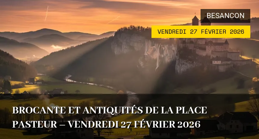 Affiche de l'événement : Brocante et Antiquités de la Place Pasteur – Vendredi 27 Février 2026