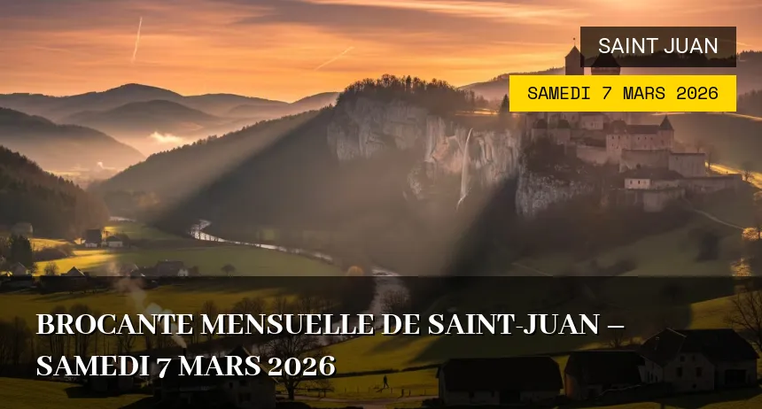 Affiche de l'événement : Brocante mensuelle de Saint-Juan – Samedi 7 Mars 2026