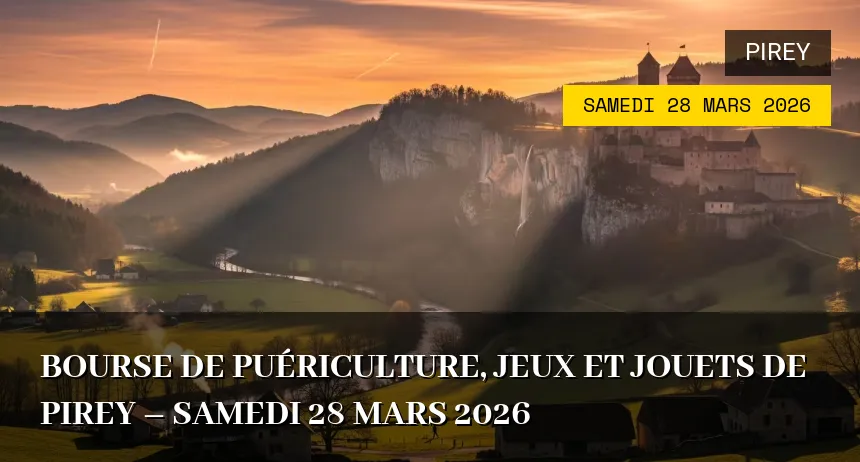 Affiche de l'événement : Bourse de Puériculture, Jeux et Jouets de Pirey – Samedi 28 Mars 2026